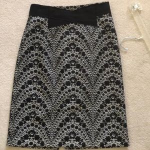 NWT-ANTONIO MELANI Black White Lace Layered Lined Pencil Skirt Sz 2